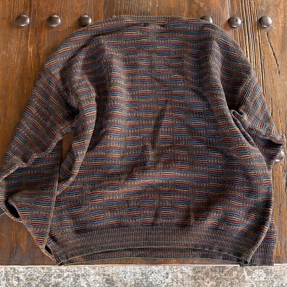 Men's Italian Multicolor Patterned Crewneck Sweater - Picture 4 of 4